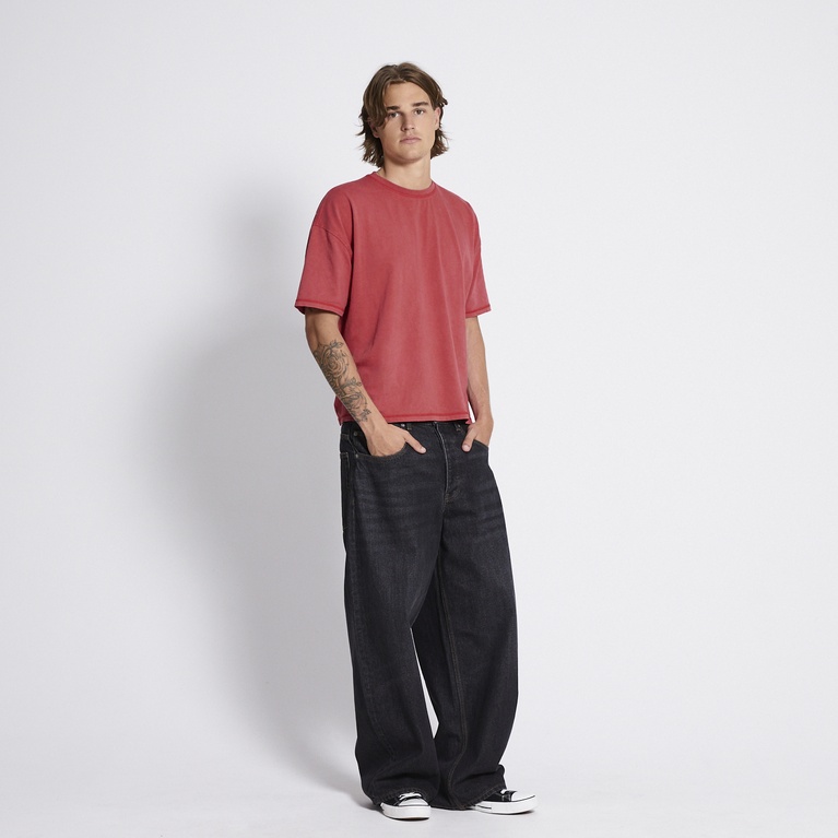 Washed boxy tee "Mikael Washed" Red